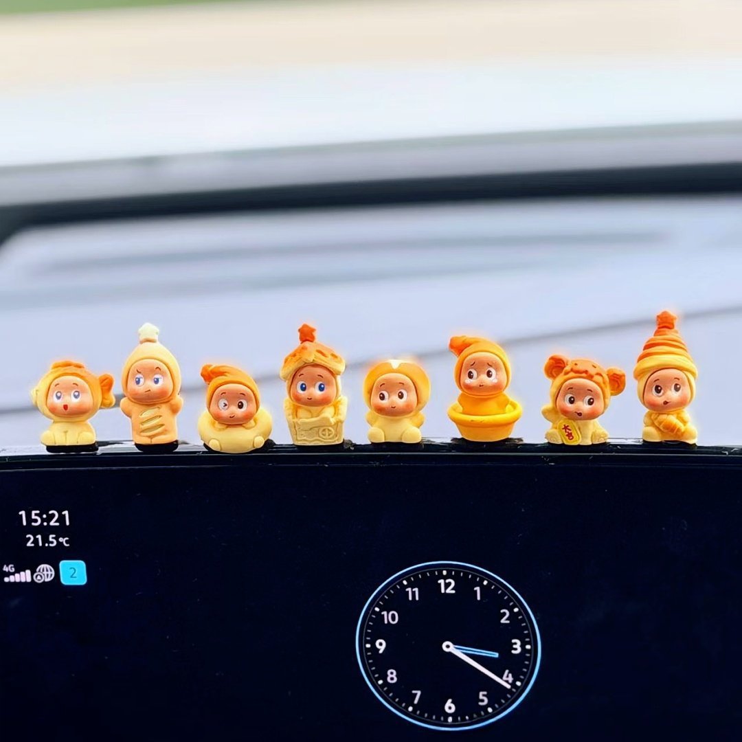 8-Piece Cute Figurine Car Set