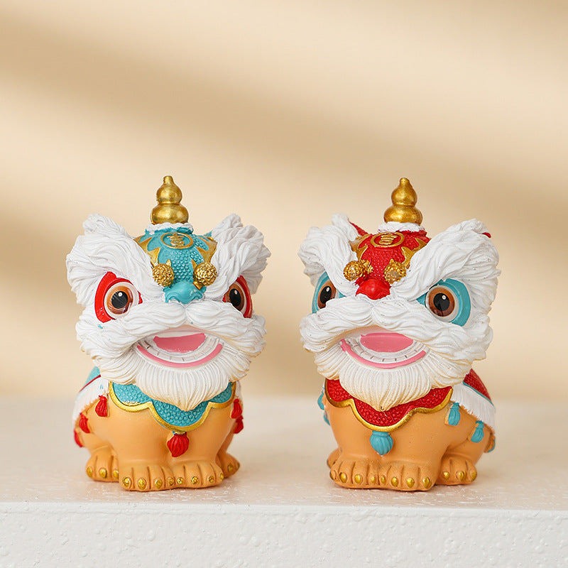 Lion Dance Car Figurine
