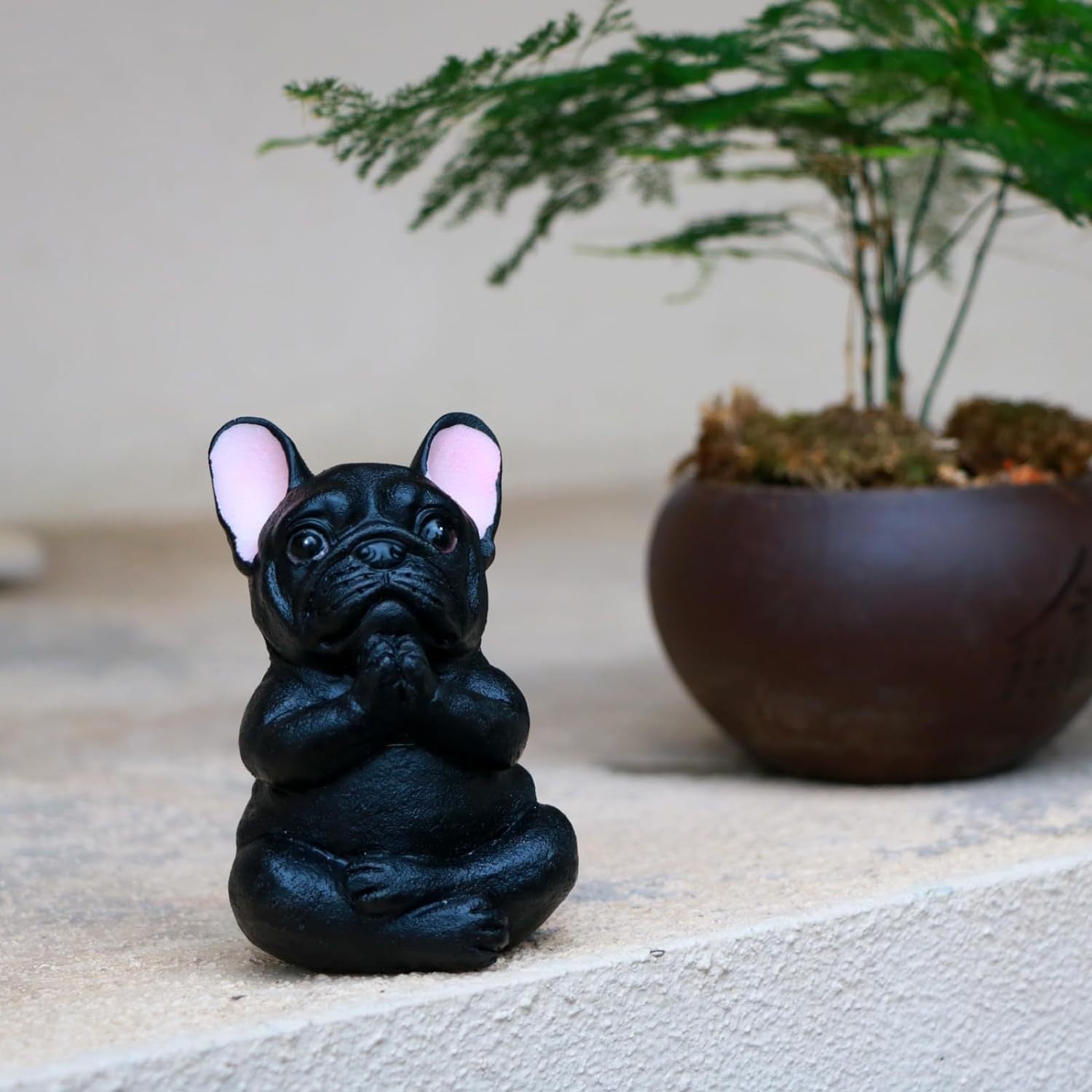 Meditating French Bulldog Car Figurine