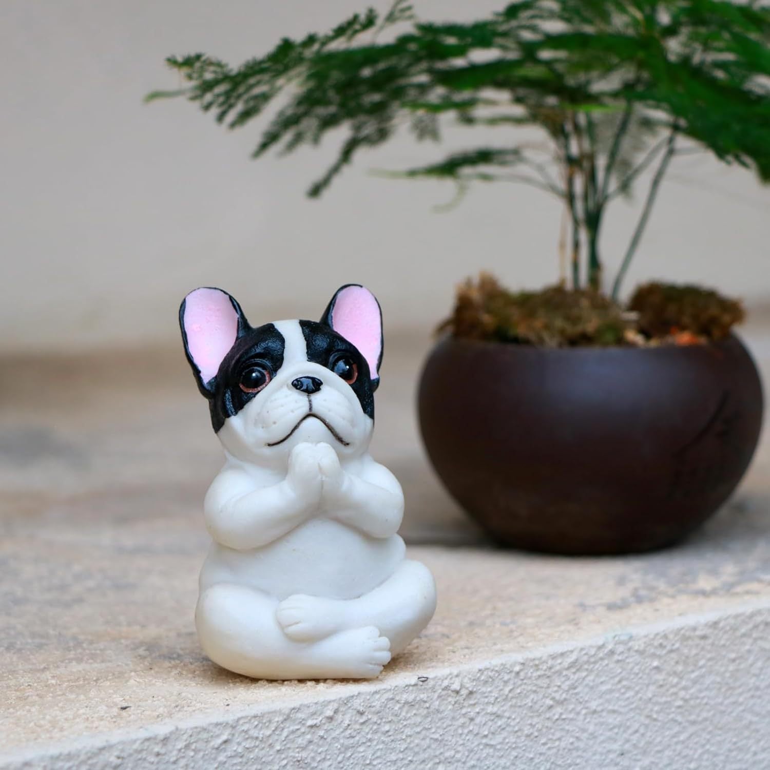Meditating French Bulldog Car Figurine