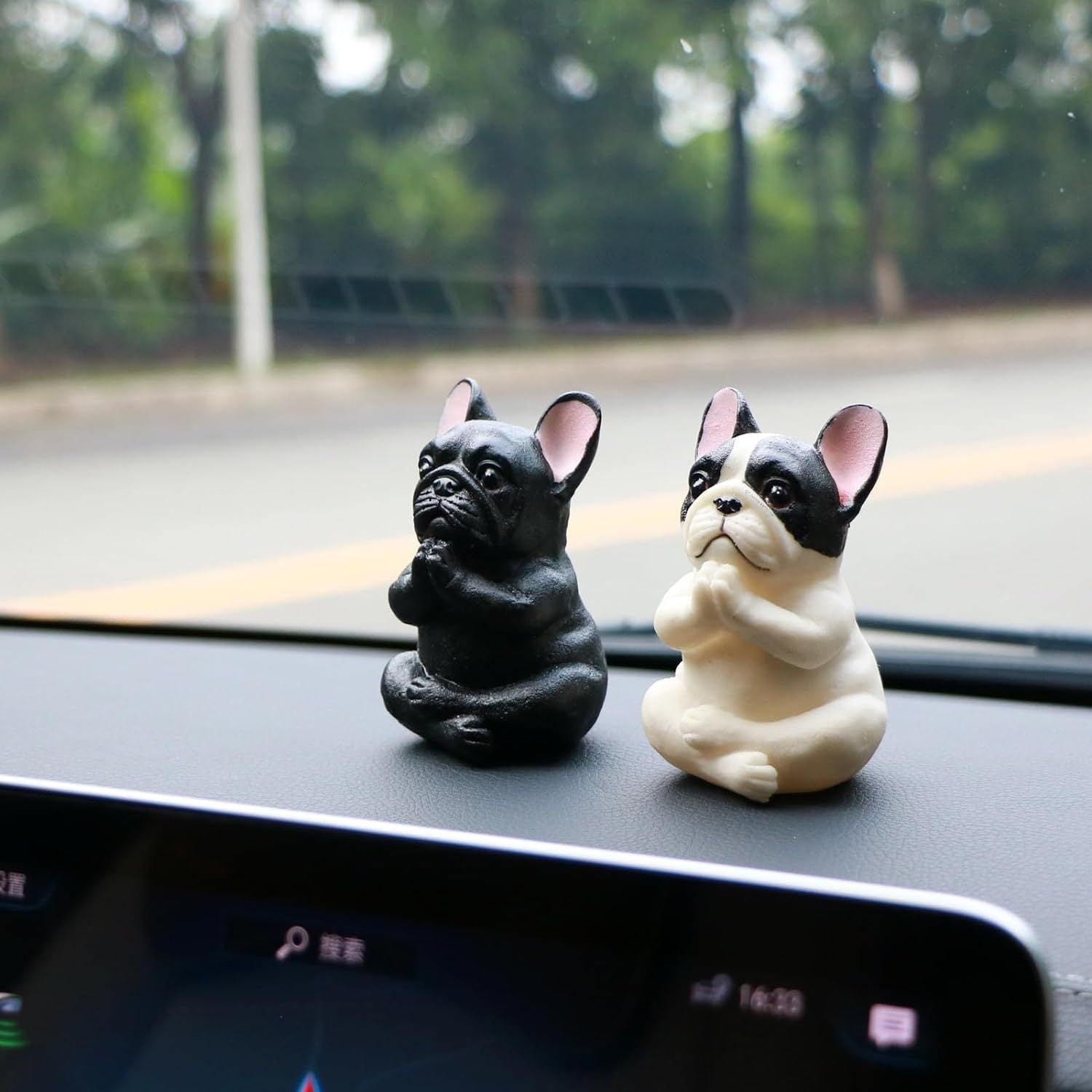 Meditating French Bulldog Car Figurine