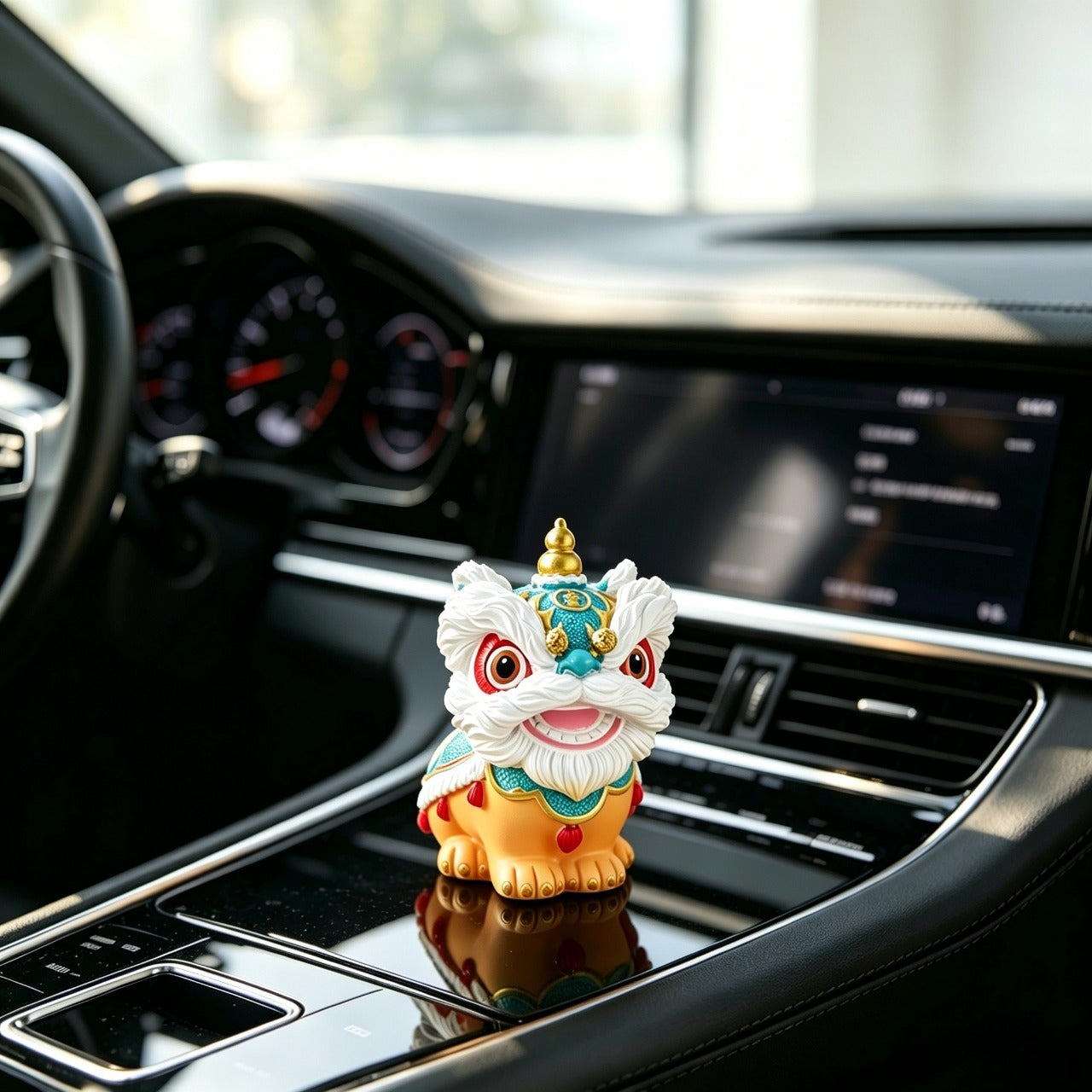 Lion Dance Car Figurine